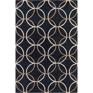 Stella Patterned Contemporary Wool Charcoal Area Rug