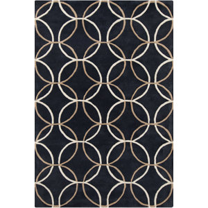 Stella Patterned Contemporary Wool Charcoal Area Rug