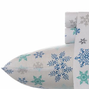 Tossed Snowflake Cotton Flannel Sheet Set