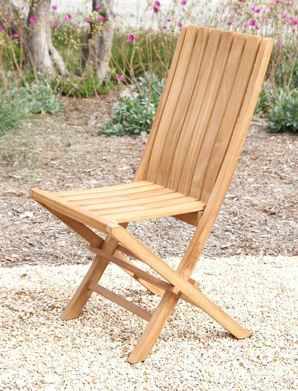 Cole Grey Teak Folding Chair Reviews Wayfair   Teak Folding Chair 