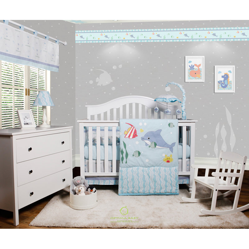 Harriet Bee Harrelson Ocean Sea Dolphin Baby Nursery 6 Piece Crib Harrelson Ocean Sea Dolphin Baby Nursery 6 Piece Crib Bedding Set