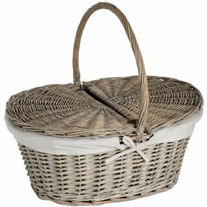 Oval Willow Picnic Basket with Lid