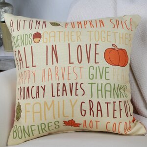 Harvest Word Collage Throw Pillow