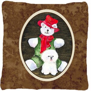 Bichon Frise and Teddy Bear Indoor/Outdoor Throw Pillow