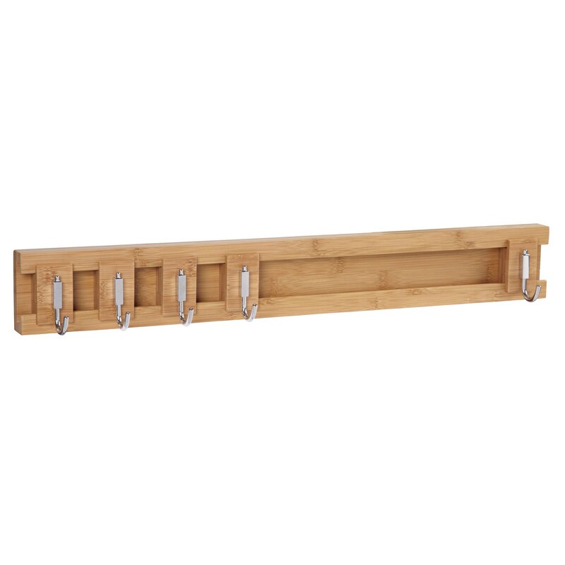 Household Essentials Bamboo Sliding 5-hook Wall Coat Rack & Reviews 