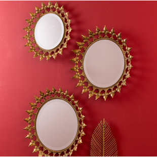 Set Of 3 Round Mirrors Wayfair 3 Piece Round Wall Mirror Set