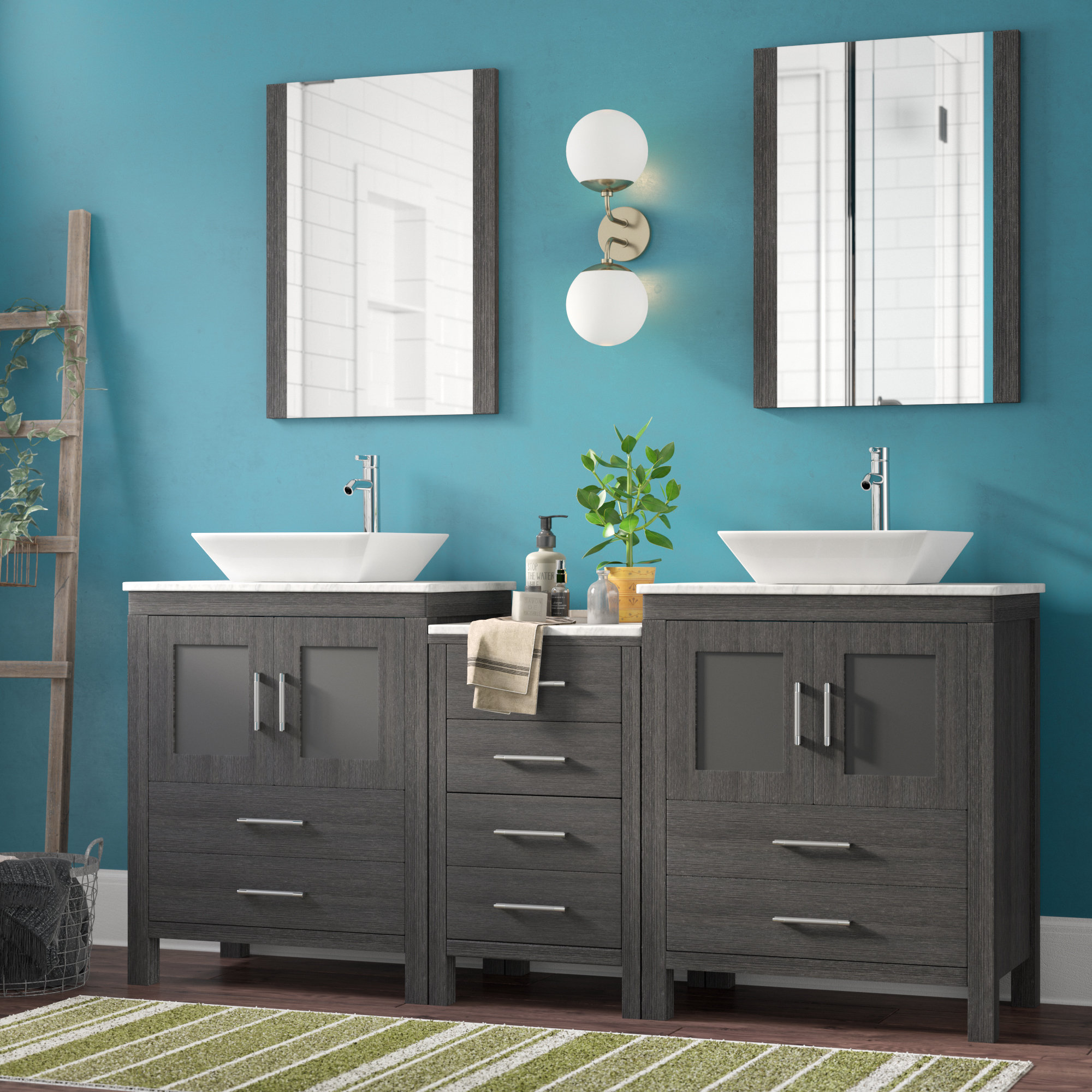 Mercury Row Cartagena 75 Double Bathroom Vanity Set With White Mercury Row Cartagena 75 Double Bathroom Vanity Set With White Marble Top And Mirror Reviews Wayfair