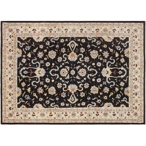 One-of-a-Kind Leann Hand-Knotted Rectangle Black Area Rug