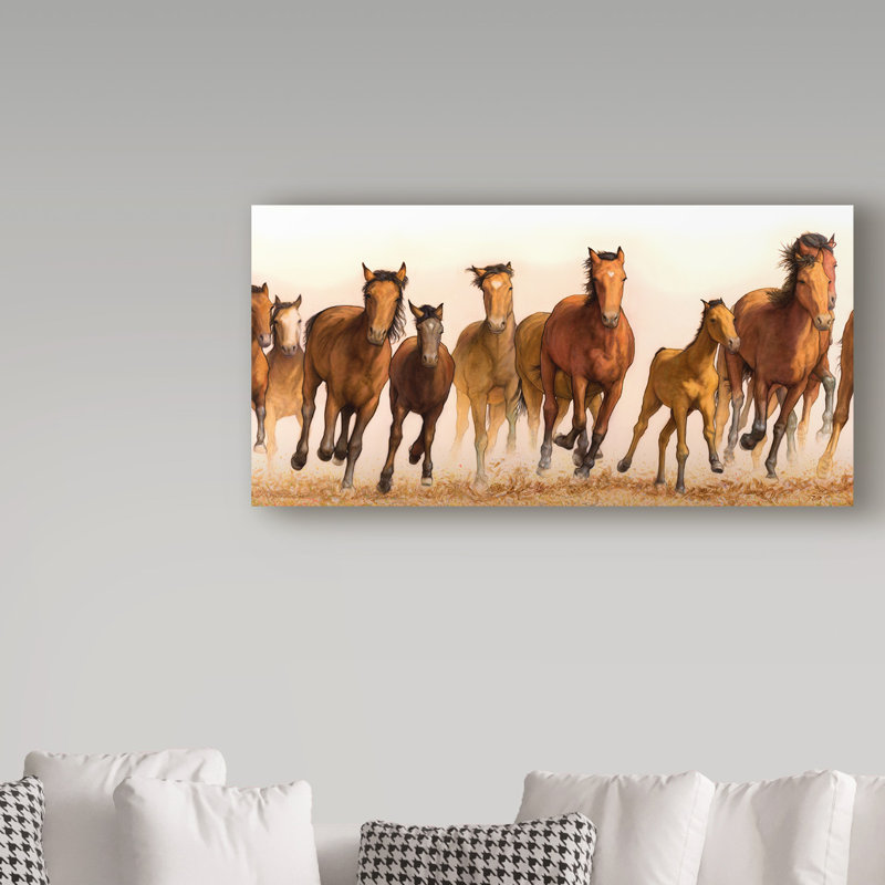 Running Horses Group Graphic Art Print On Wrapped Canvas