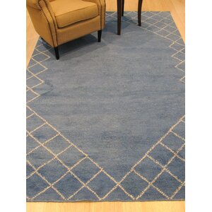 Willison Hand-Woven Wool Blue Area Rug