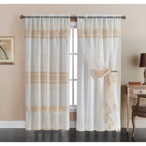 Aqueduct Nature/Floral Sheer Rod Pocket Single Curtain Panel
