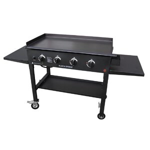 Cooking Station 4-Burner Propane Gas Grill with Side Shelves