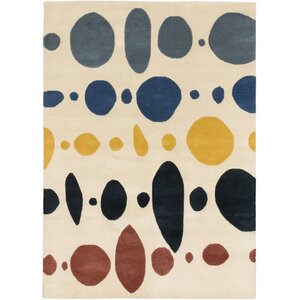 Craftsbury Hand Tufted Wool Cream/Blue Area Rug