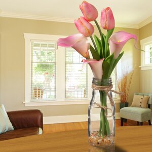 Pink Tulips in Glass Vase