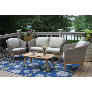 Patterson 4 Piece Teak & Wicker Conversation Set