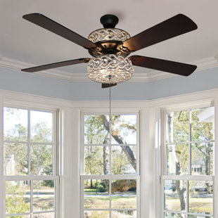 Master Bedroom Ceiling Fan Wayfair 52 Nowthen Double Lit Beaded Braid Wedding Band 5 Blade Ceiling Fan With Remote Control Light Kit Included