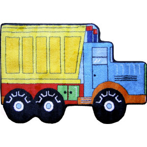 Fun Shape High Pile Dump Truck Area Rug