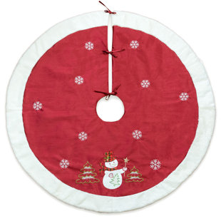 Modern Tree Skirt Wayfair Christmas Snowflake Fur Edge Modern Embroidered Tree Skirt