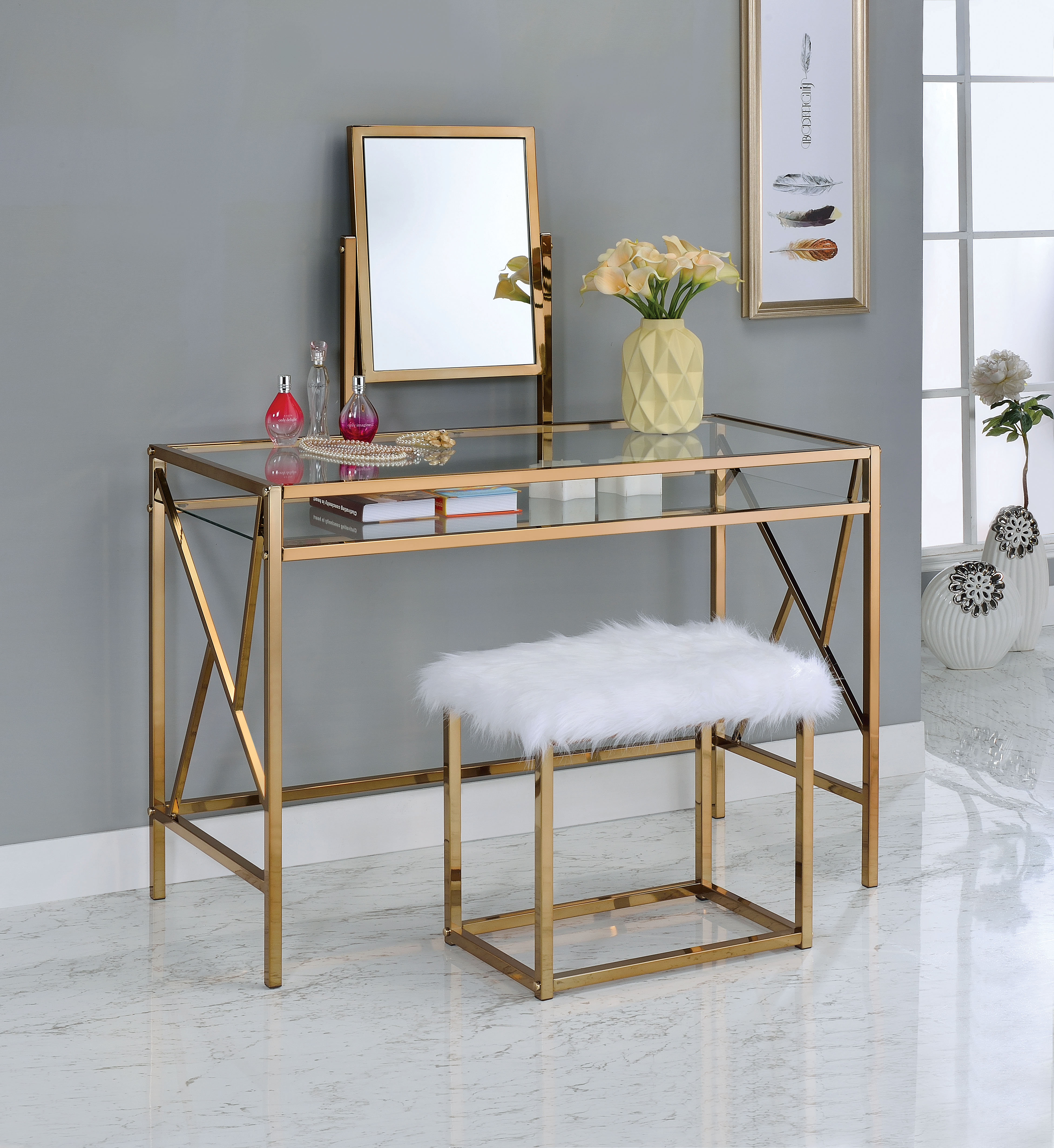 Enid Contemporary Vanity Set With Mirror Joss Main