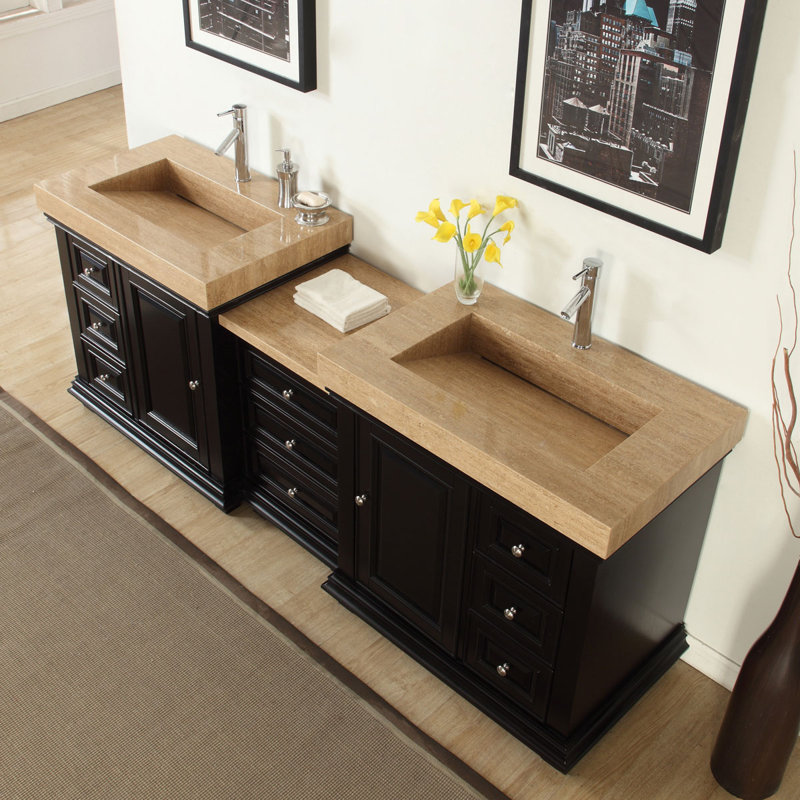 Silkroad Exclusive 90 Double Sink Modern Bathroom Vanity Set Wayfair 90 Double Sink Modern Bathroom Vanity Set