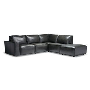 Modern Contemporary Natuzzi Leather Sectional Allmodern Cutrer Leather Modular Sectional