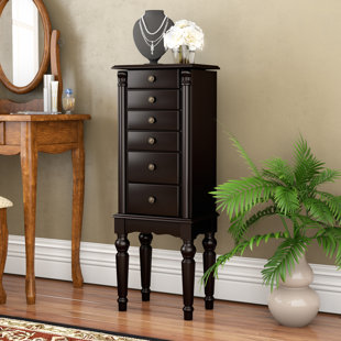 Black Bathroom Wall Cabinet Wayfair Fontanes Black Pee Ebony Jewelry Armoire With Mirror