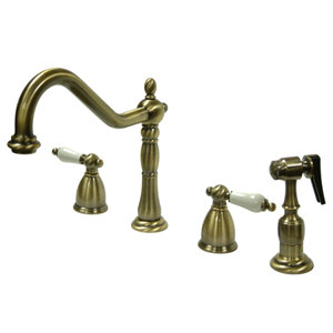 Heritage Double Handle Widespread Kitchen Faucet with Sprayer