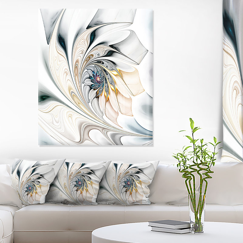 DesignArt Floral White Stained Glass Floral Art Graphic Art on