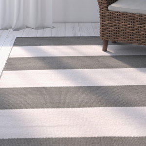 Ranier Stripe Hand-Woven Grey Indoor/Outdoor Area Rug