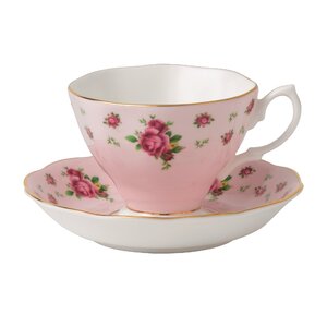 New Country Roses Formal Vintage Teacup and Saucer