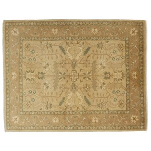 One-of-a-Kind Oushak Hand-Knotted Beige Area Rug