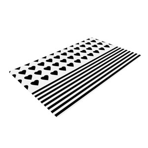Project M Heart Stripes Monochrome Lines Black/White Area Rug