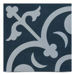 Navy Blue And White Tile Wayfair Nador Handmade 8 X Cement Field Tile In Navy Blue White