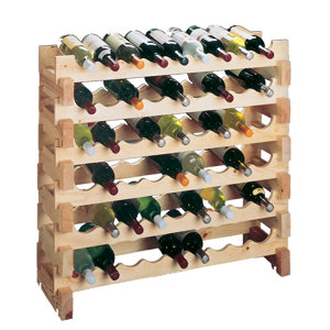 Country Pine 9 Bottle Floor Wine Rack (Set of 2)