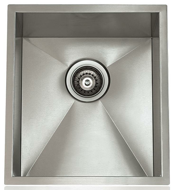Zero Radius Bowl 18 X 15 Undermount Kitchen Sink With Drain Assembly