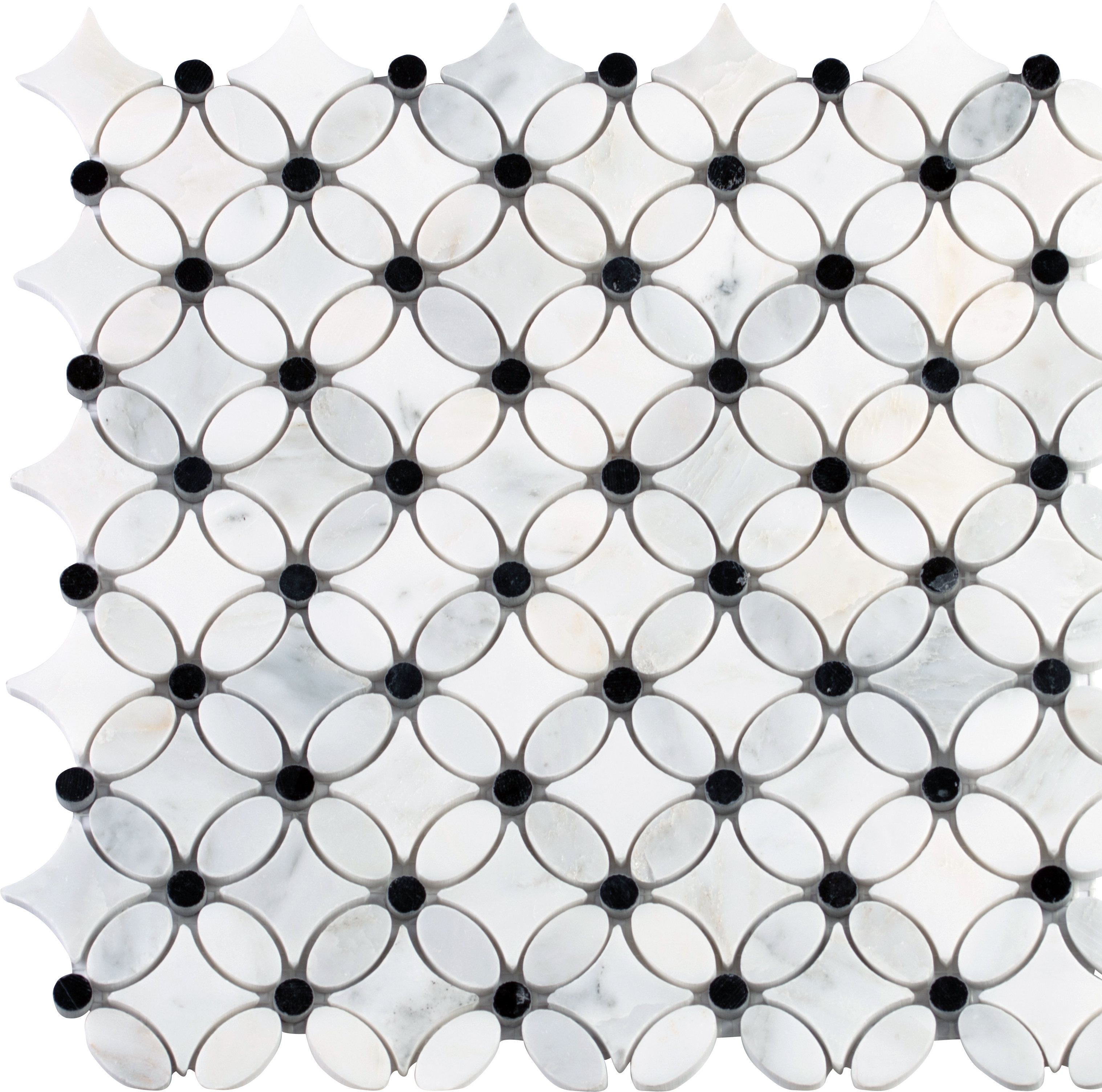 Msi Florita Pattern Polished Marble Mosaic Tile In White Black Wayfair