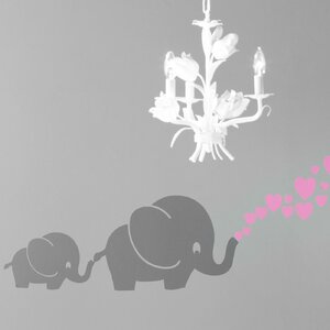 Maddie Elephants with Colored Heart Bubbles Wall Decal