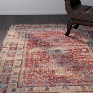 Shelie Power Loom Goravan Red Area Rug