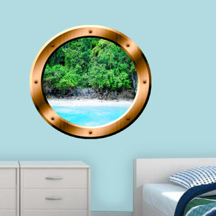 Beach Scene Wall Decal Wayfair Island Trees Porthole Beach Scene Wall Decal