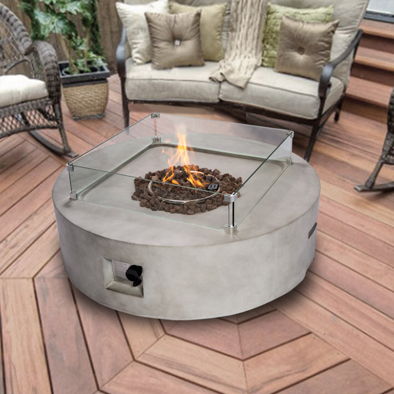 Peaktop Peaktop Outdoor 42 Round Concrete Propane Gas Fire Pit