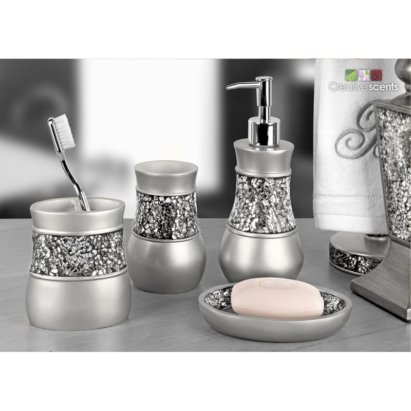 Everly Quinn Rabin Brushed Nickel 4 Piece Bathroom Accessory Set Rabin Brushed Nickel 4 Piece Bathroom Accessory Set