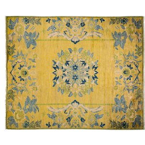 Oushak Hand-Knotted Yellow Area Rug