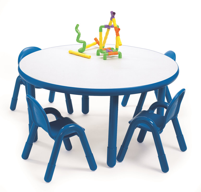 Angeles Round Baseline Preschool Table and Chair Set in Royal Blue