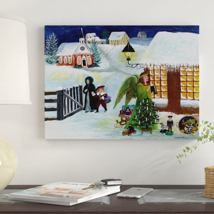 \u0027Christmas Angel\u0027 Acrylic Painting Print on Wrapped Canvas