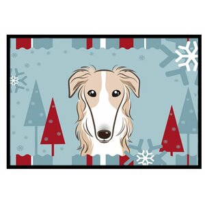 Winter Holiday Borzoi Doormat