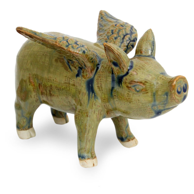 Duangkamol Ceramic Flying Pig Figurine & Reviews Birch Lane