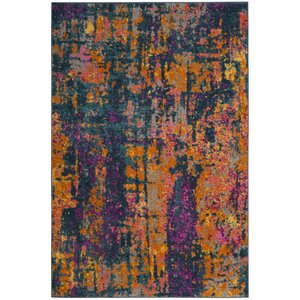 Carrillo Blue/Orange Area Rug