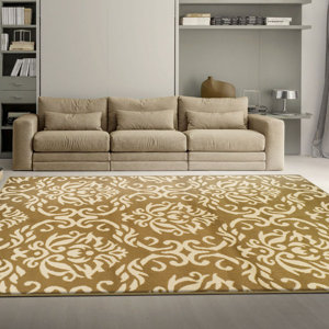 Macias Fleur De Lis Gold Area Rug