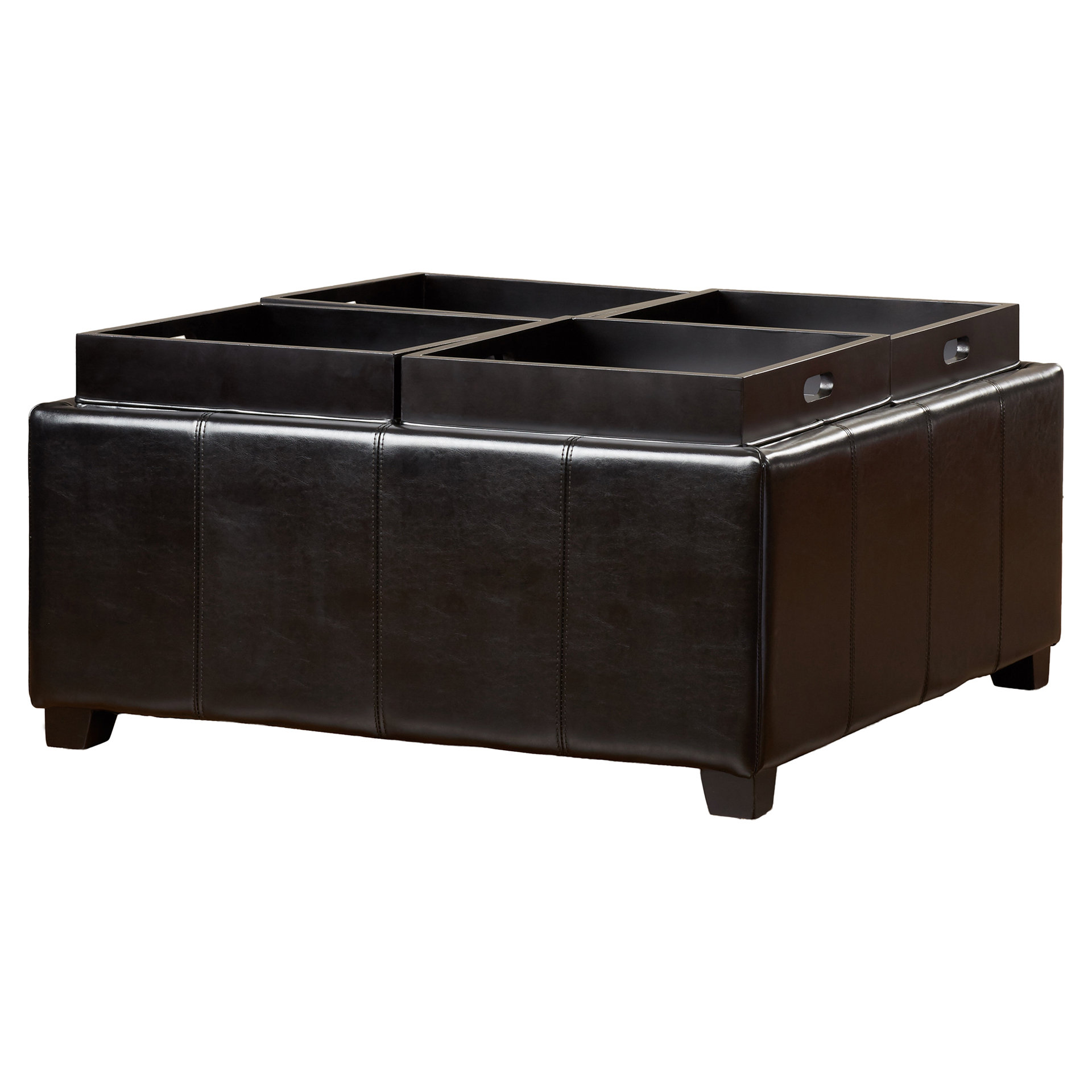 House of Hampton Dandridge Leather Tray Storage Ottoman & Reviews Wayfair