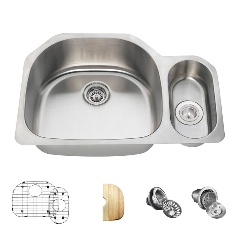 Mrdirect Stainless Steel 32 X 21 Double Basin Undermount Kitchen 3221l 16 Ens Stainless Steel 32 X 21 Double Basin Undermount Kitchen Sink With Additional Accessories